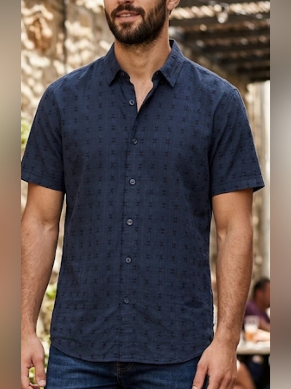 Peter Werth London Blue Short Sleeve Shirt Lightweight Smart Casual Sz Medium